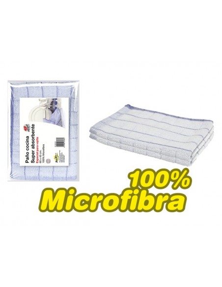 Paño Microfibra Vajilla Azul 60X40 cm., 2 Unidades
