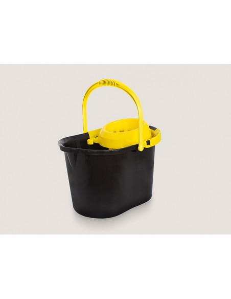 Cubo Semiovalado Con Escurridor 15 l., Amarillo/ Negro