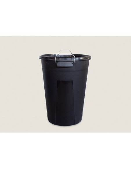 Cubo Basura Industrial 100 l. Negro, Asa Metálica, Sin Tapa